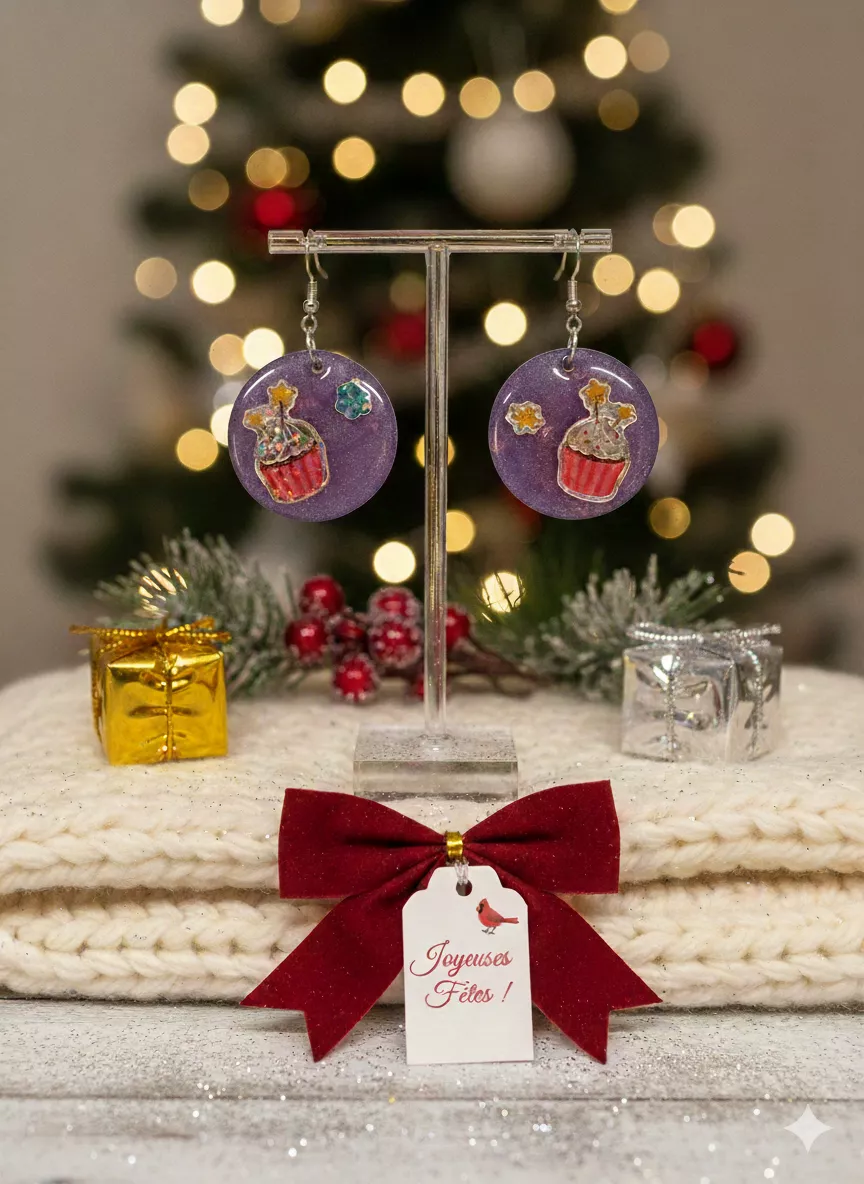 Boucles d'Oreilles Ronds "Muffin Festif"