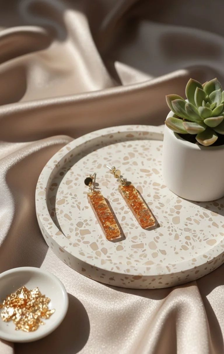 Boucles d'Oreilles "Éclat Ambré" – Forme Rectangulaire