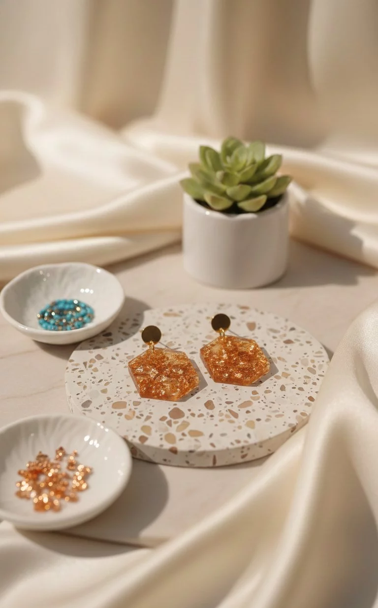 Boucles d'Oreilles "Prisme Solaire" – Forme Hexagonale