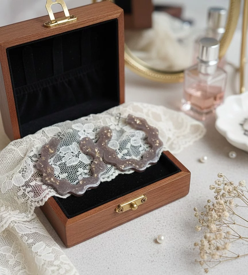 Boucles d'Oreilles Marbrées Bronze - Bijou de Soirée Chic & Léger